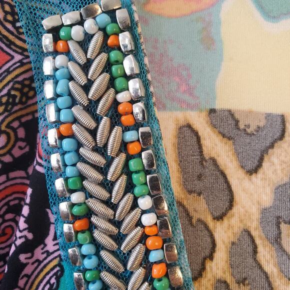 Melissa Paige Womens Shirt Top Beaded Neckline Blouse Sz 4XL 3/4 Sleeve V Neck - Picture 5 of 12